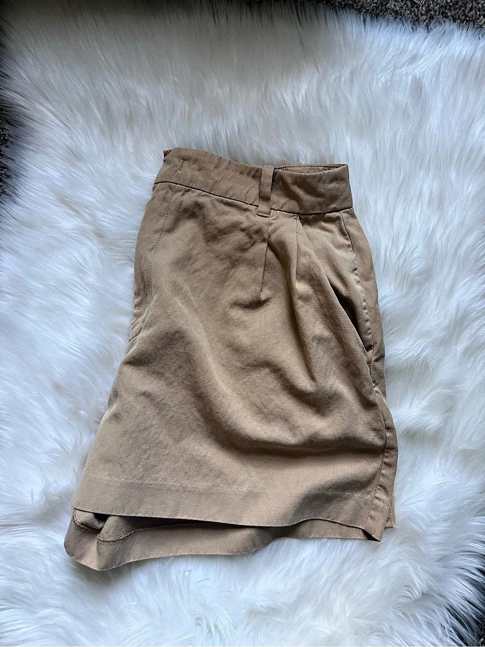 Madewell The Drapey Twill Pleated Short High Waist Brown Size 12